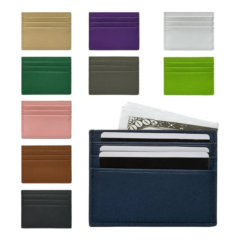 Large Capacity Multi-slot Bank Credit Card Gift Card Case ID Bag for Men Women Candy Color PU Leathe