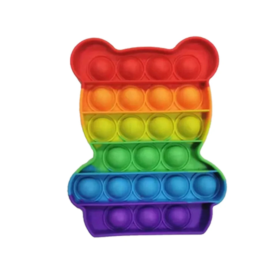 Rainbow Square Round Fidget Toys Push Bubble Sensory Toys Big Size 20cm Autism Needs Squishy Stress Relief Toys Children Gifts