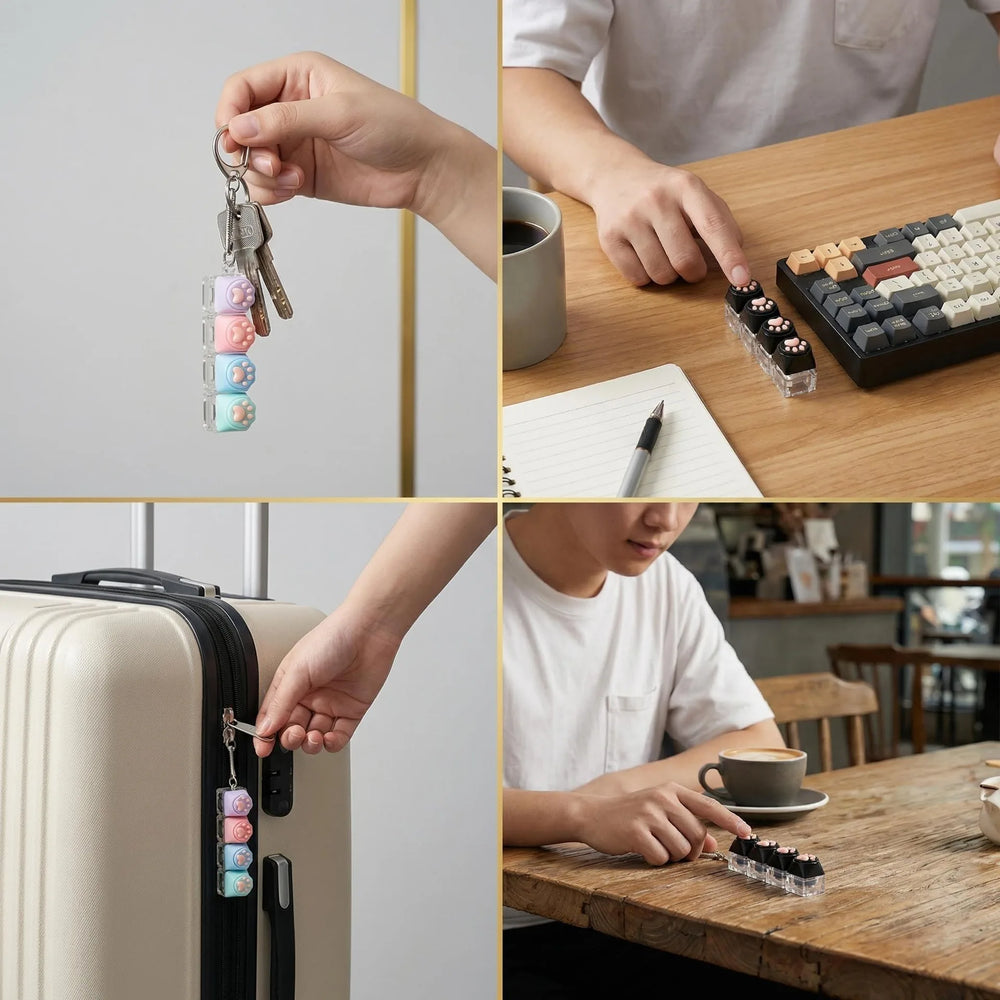LED Keyboard Keychain Fidget Toys Crystal Clicker Sensory Toy for Stress Relief Key additional angle