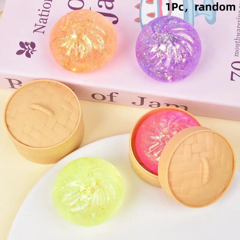 Colorful Glitter Dumpling Stress Ball | Fun Sensory Squeeze Toy detail view