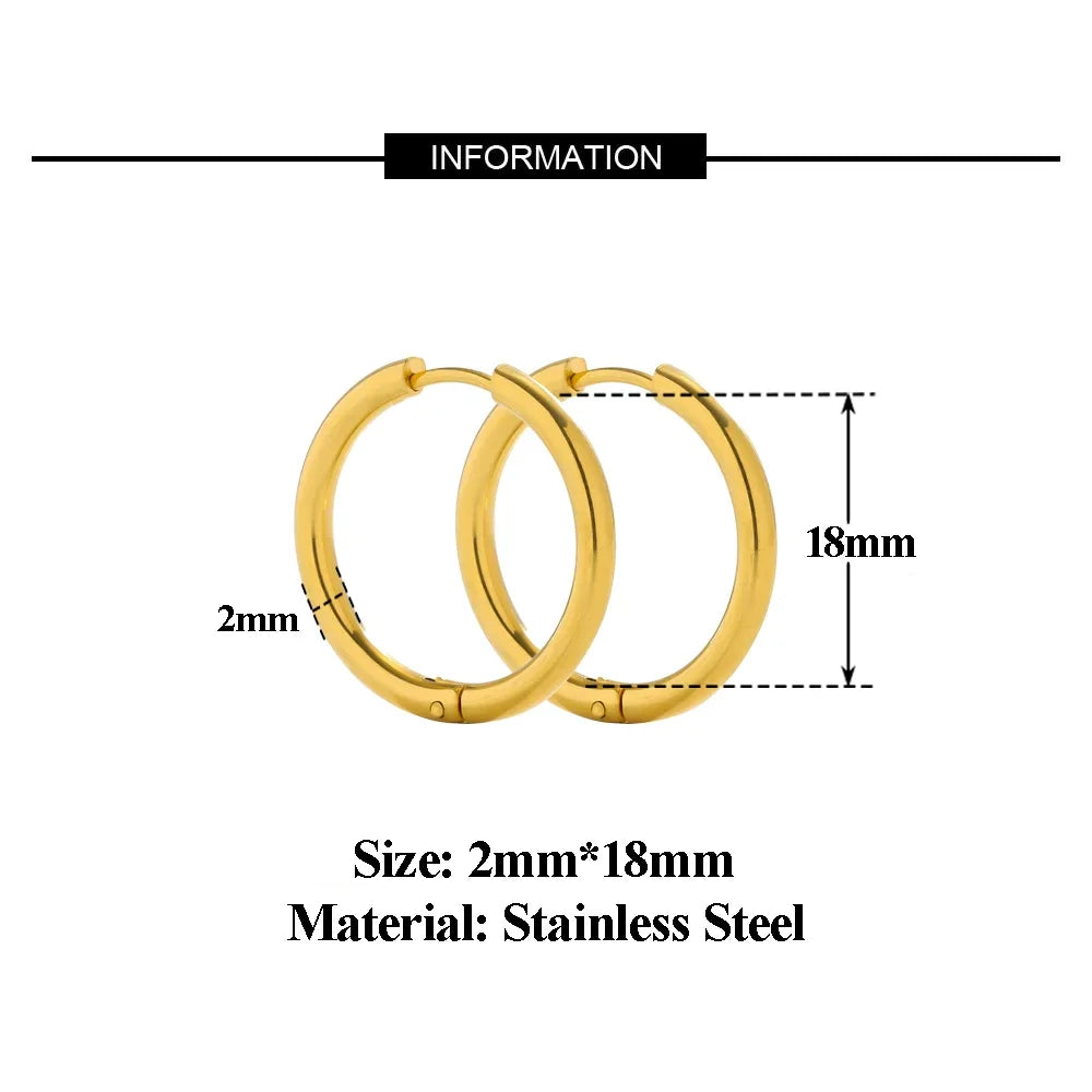10pcs 18K PVD Gold Plated Stainless Steel Hoop Earrings Women Earrings Men Punk Hipho lifestyle view