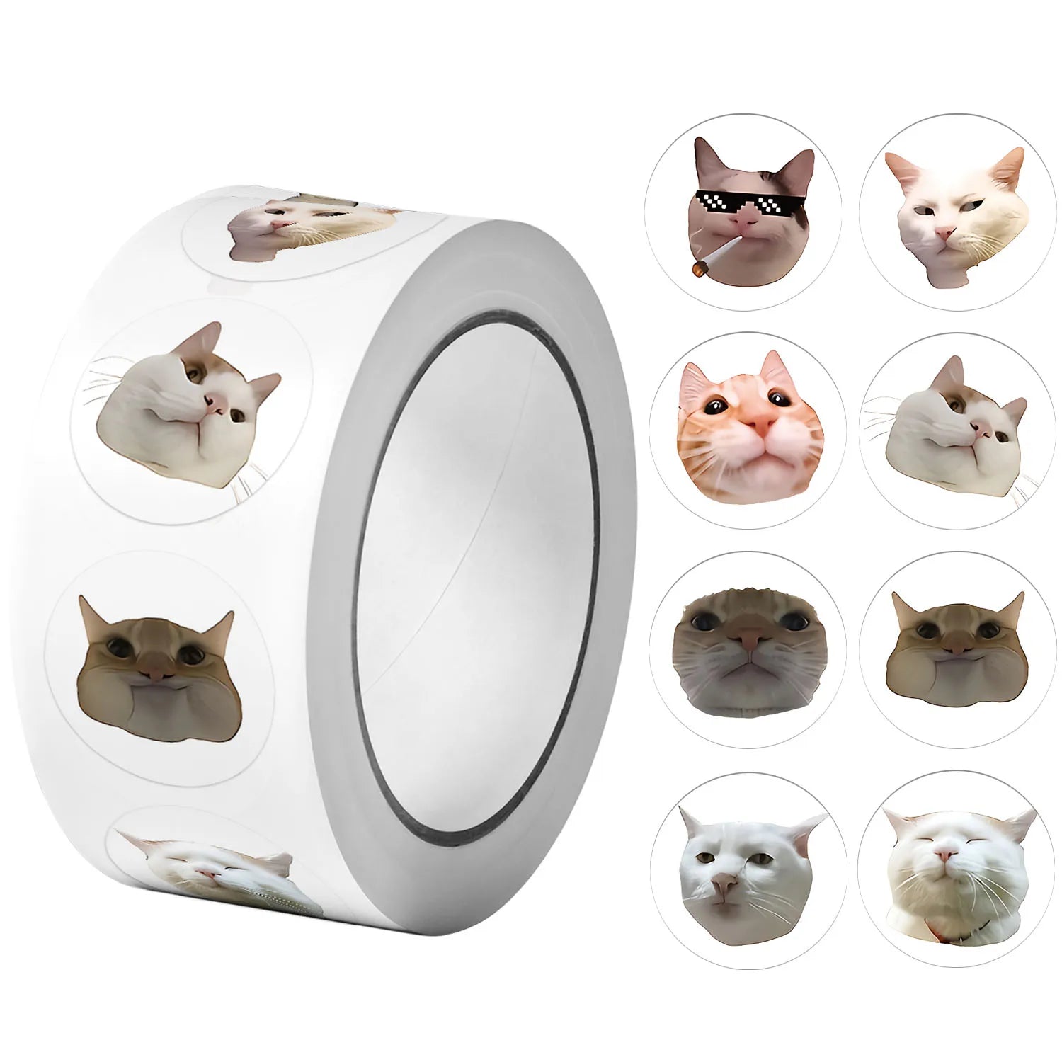 1Roll(500Pcs) Lovely Pet Cats Meme Stickers 2.5cm/1.0'' 48 Designs Decal Labels for T lifestyle view