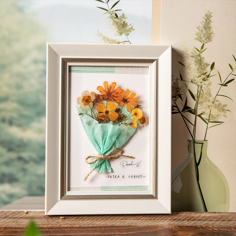 Journal GO 50pcs Dried Flower Collection PET Stickers Decorative Handmade Scrapbooking Material Diary Album Craft Card DIY Label