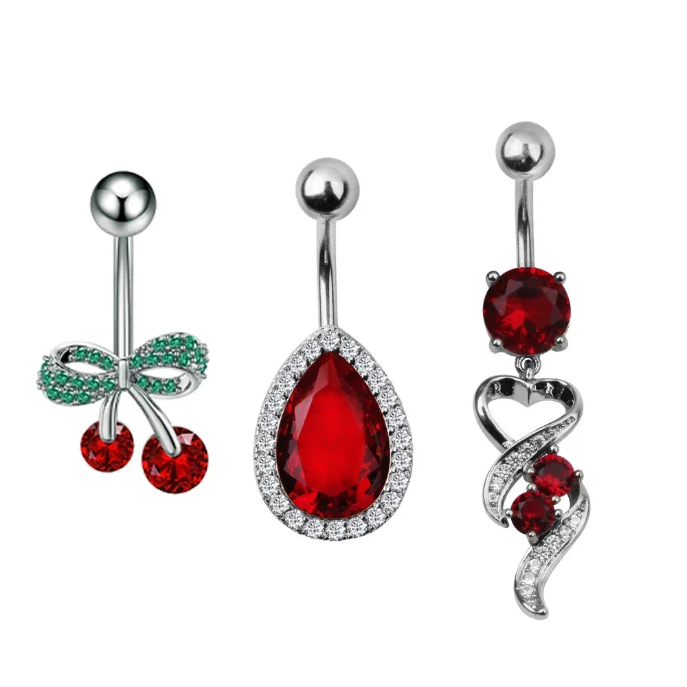 Belly Button Piercings Set Dangled Curved Navel Piercing Ombligo Pack Belly Rings Jewe close-up view