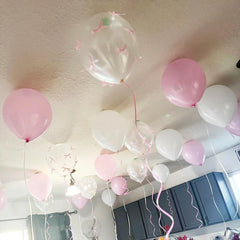 Bow Balloons Set White Balloon Mini Pink Ribbon Bows Girls Birthday Party