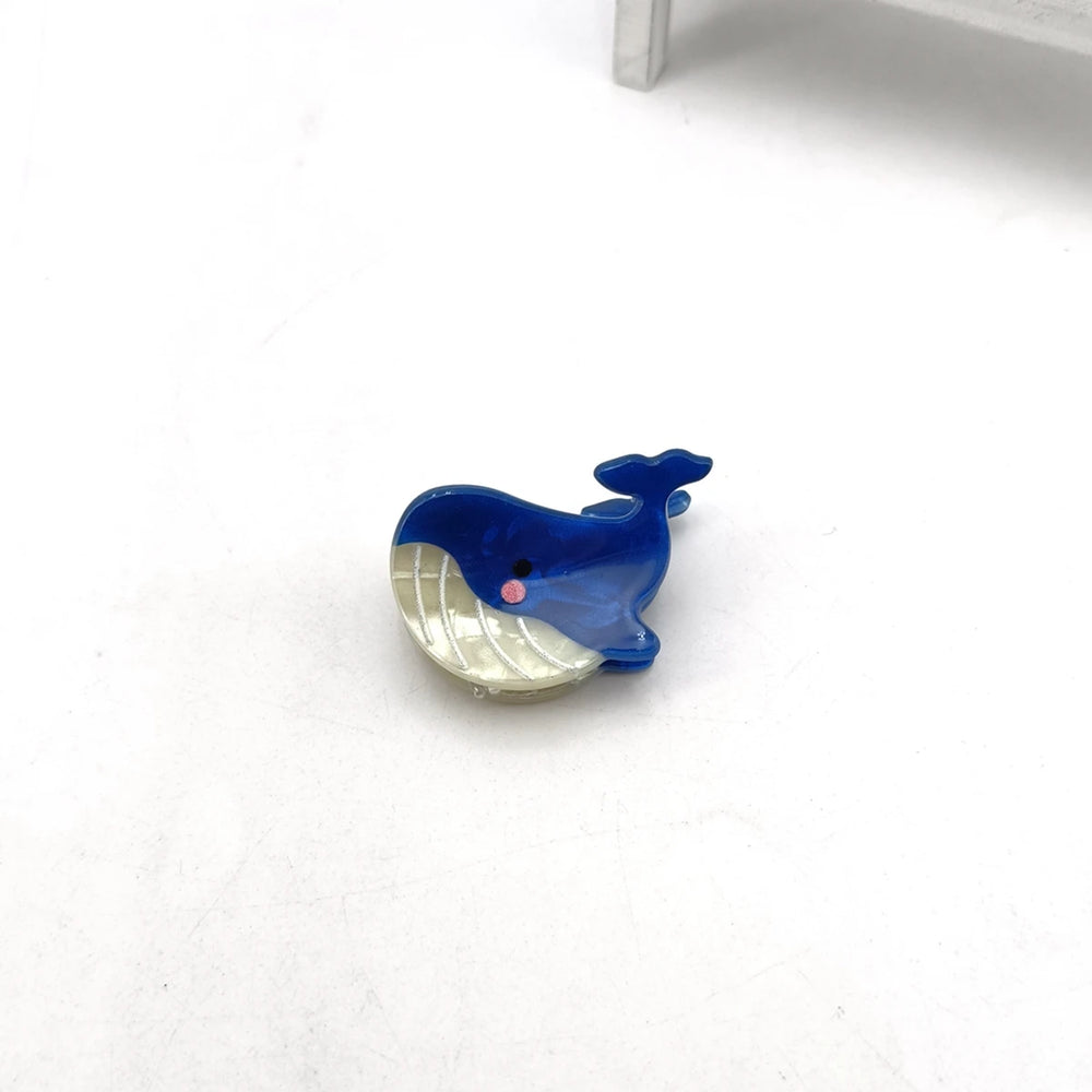 Small Delicate Cute Lovely Acetate Hair Clips Cartoon Whale Seahorse Crab Starfish Hai close-up view