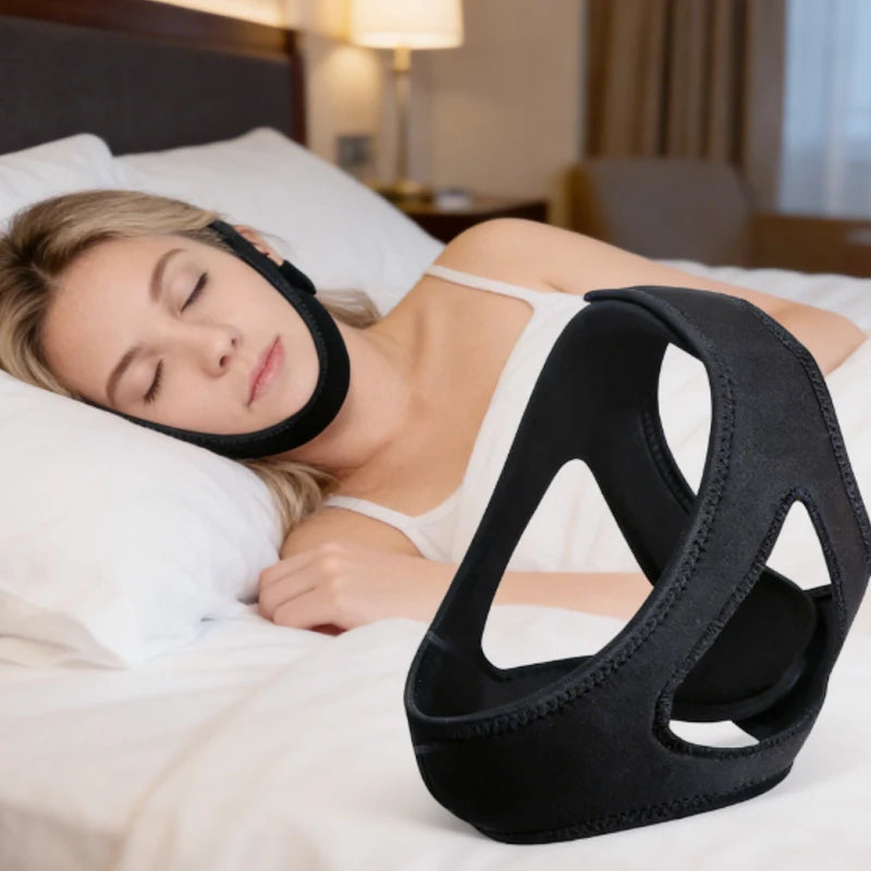 Anti-Snoring Chin Strap | CPAP Mouth Tape Alternative for Quiet Sleep close-up view