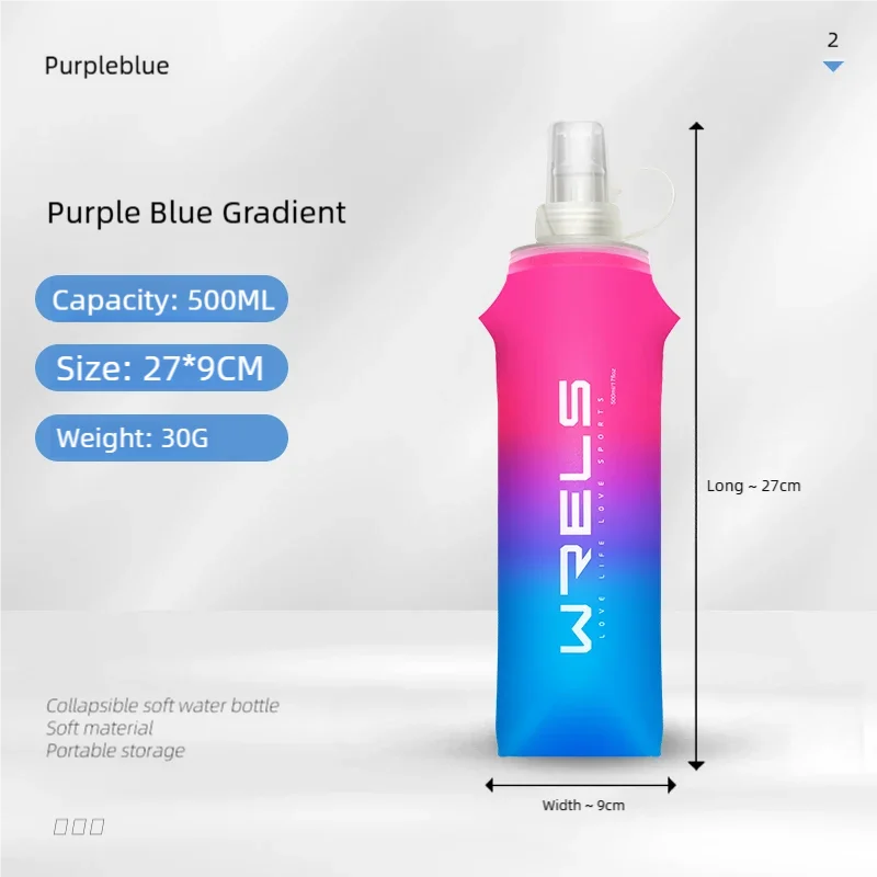 Sport Water Bottle TPU Folding Soft Flask Drink Portable Water Bottle High Flow Runnin close-up view
