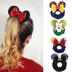 Women Ears Hair Scrunchies Velvet Hairbands For Girls Sequins Bows Headband Women Trip DIY Accessori