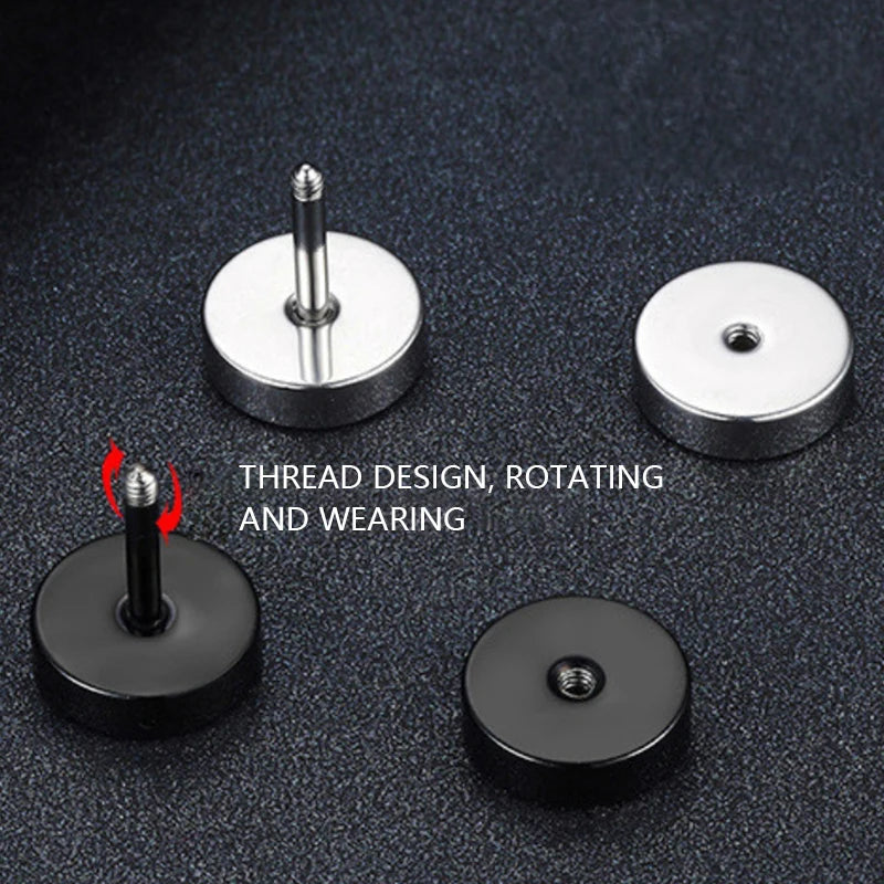1 Pair Punk Men's Stud Earrings Barbell Punk Gothic Stainless Steel Ear Studs for Wom lifestyle view