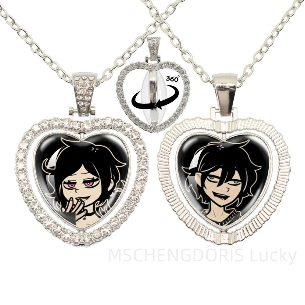 The Coffin Of Andy And Leyley Cosplay Necklace | Double Sided Glass Cabochon Heart Pe lifestyle view