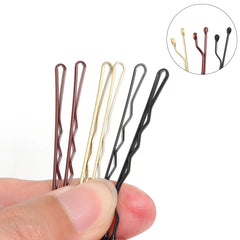 50 Pcs 4 Colors 5cm Hair Clip Lady Hairpins Curly Wavy Grips Hairstyle Hairpins Women close-up view