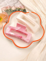 2 Pcs Large Marble Hair Claw Clips for Women Thick Hair White Banana Hair Clips Rippl alternate view