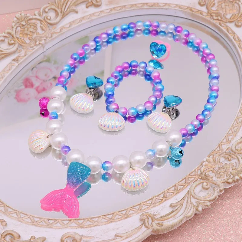 Mermaid Necklace Set for Girls | Sparkling Fish Tail Shell Jewelry Gift alternate view