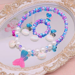 Mermaid Necklace Set for Girls | Sparkling Fish Tail Shell Jewelry Gift alternate view