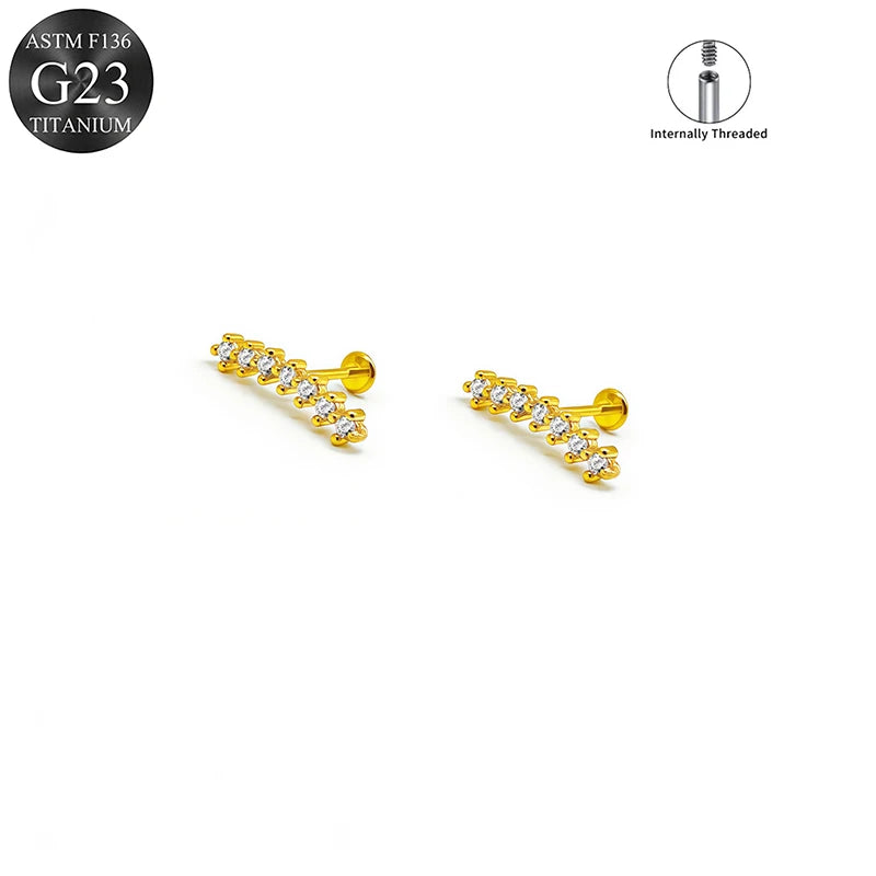 EVISPOL ASTM F136 G23 Titanium Tiny CZ Labret Lip Stud Earring for Women 16G Heart Ca alternate view