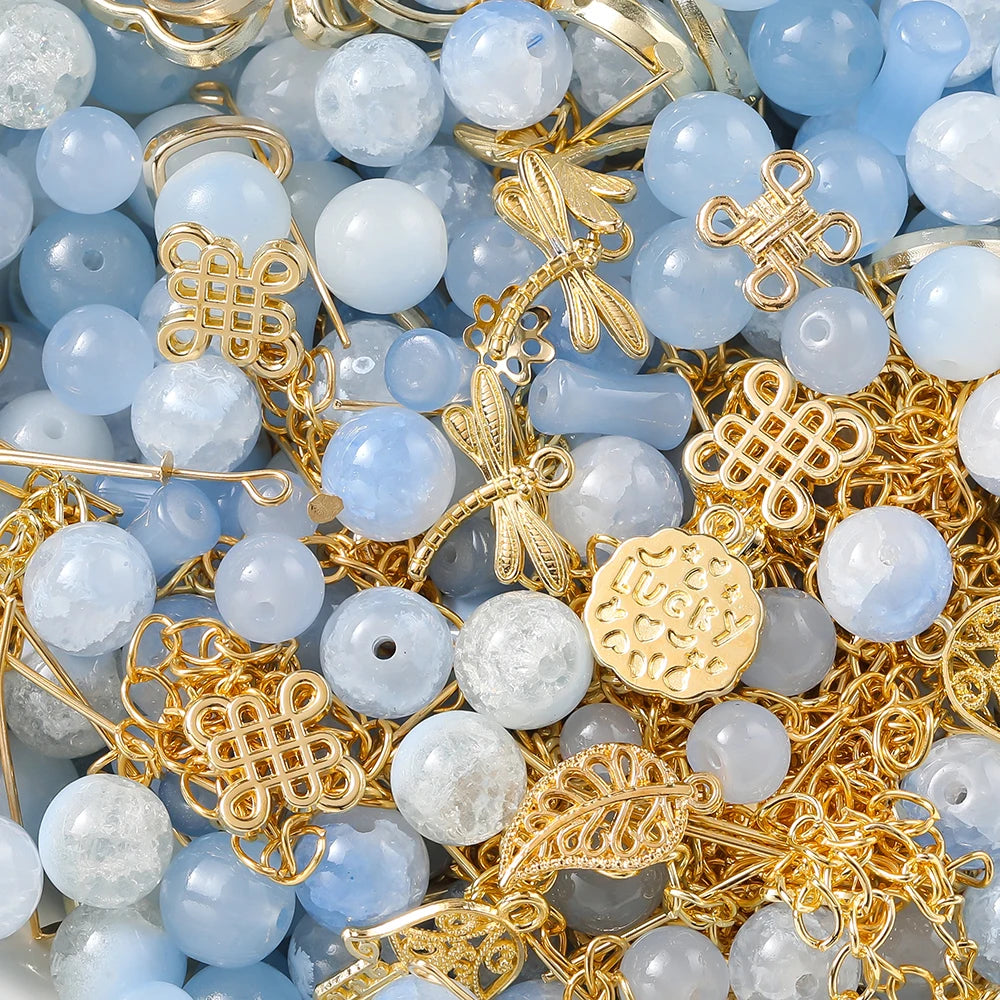 30-50G/Lot Mixed Glass Beads Metal Pendants Spacer Bead Jewelry Accessories for DIY B alternate view