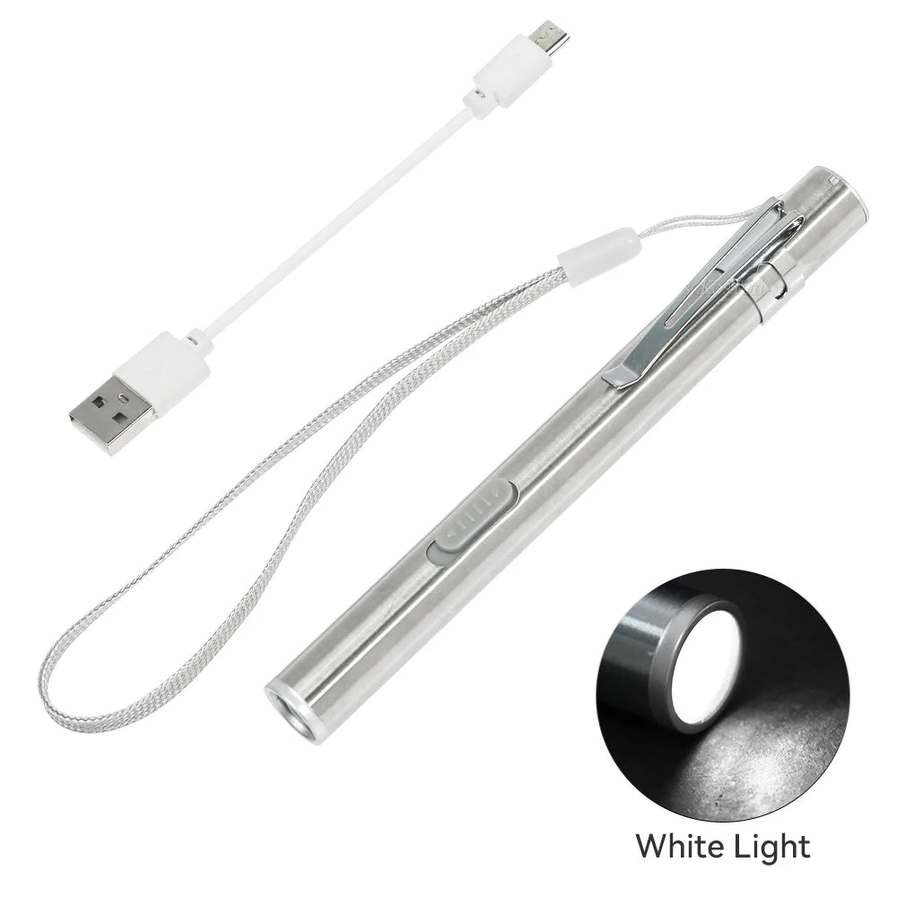 USB Rechargeable Mini Pen Light | Handy LED Flashlight with Clip alternate view
