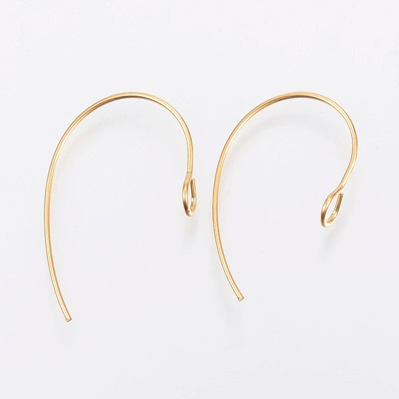 10pc Ion Plating(IP) 304 Stainless Steel Earring Hooks Ear Wire with Vertical Loop Golden 25x14x4mm Hole: 3mm Pin: 0.7mm