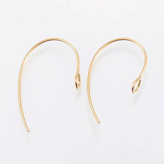 10pc Ion Plating(IP) 304 Stainless Steel Earring Hooks Ear Wire with Vertical Loop Golden 25x14x4mm Hole: 3mm Pin: 0.7mm