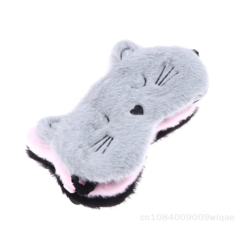 Solid Color Plush Sleep Mask for Naps | 3D Cute Blackout Eye Cover with Adjustable additional angle