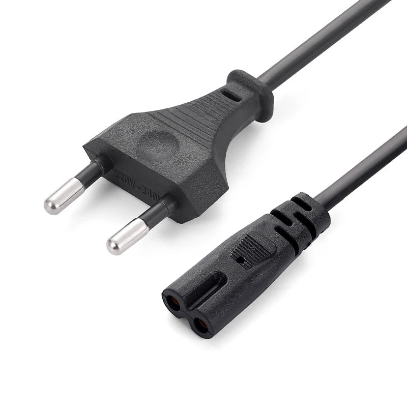 Black EU Power Plug Cable 1.5m 2-Pin IEC320 C7 Power Cord | Replacement Charger Cable alternate view