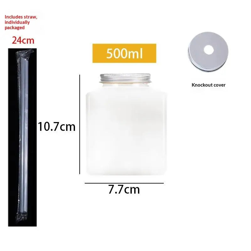 Plastic Disposable Square Plastic Bottle 500ML 650ML Juice Beverage Milk Tea Yogurt Cont detail view