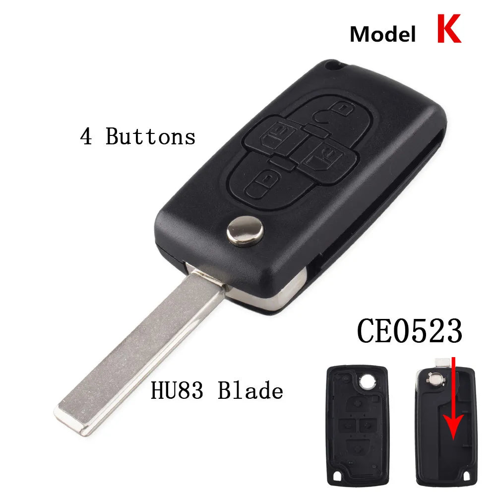 Flip Key Shell Case for Peugeot 207 307 308 407 Citroen C2 C3 alternate view