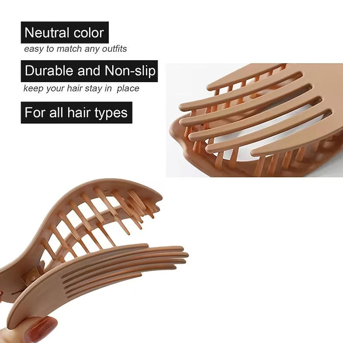4pcs Flat Hair Clips Large Strong Hold Non-Slip Grip for Thick And Fine Hair Solid Color