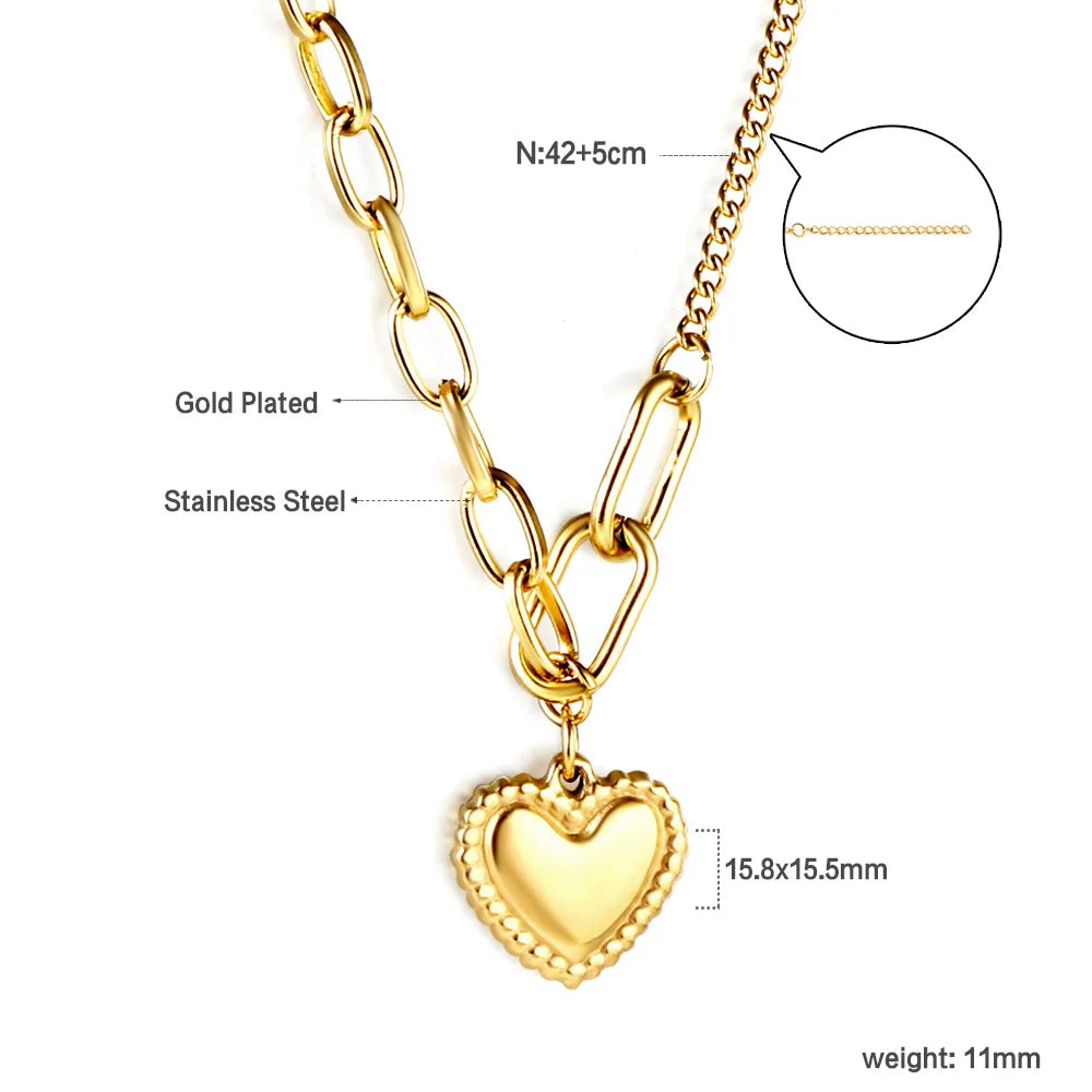 ASONSTEEL Heart Pendant Necklace | Romantic Gold Stainless Steel Choker for Women lifestyle view