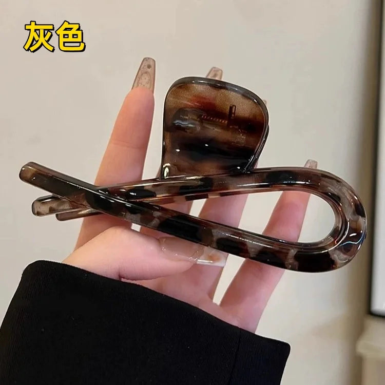 Vintage Leopard Print Hair Claw Clip Large Rectangular Secure Hold Hair Clip for Updo lifestyle view