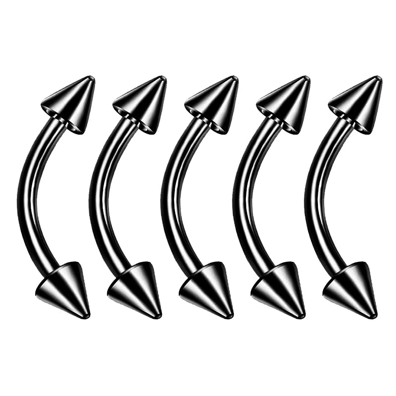 1/5Pcs Eyebrow Lip Piercing Banana Shape Lip Ring Stainless Steel Curved Barbell Stud lifestyle view
