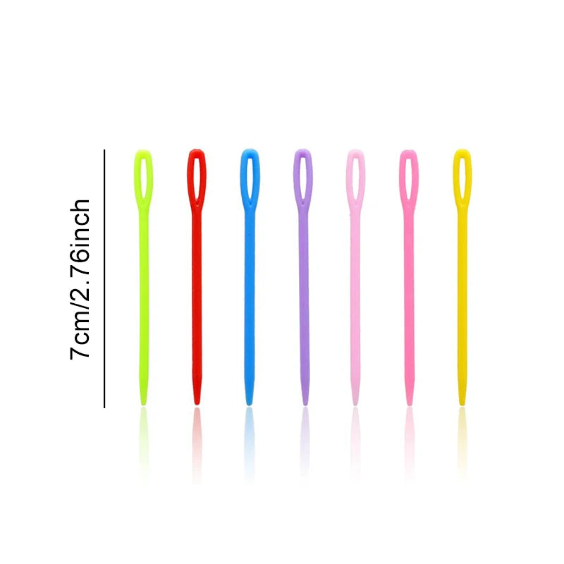 50/100/150/200PCS Colorful Plastic Sewing Needles 7cm Size Random Mixed Colors Larg additional angle