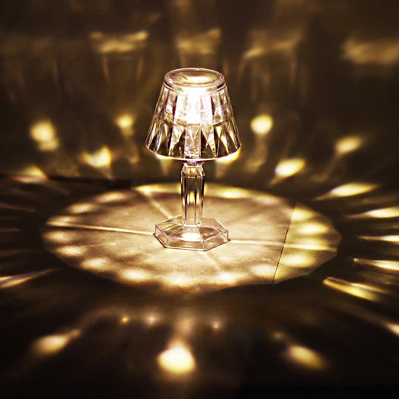 Mini Crystal Table Lamp | Color Changing Battery Night Light for Bedroom Decor close-up view