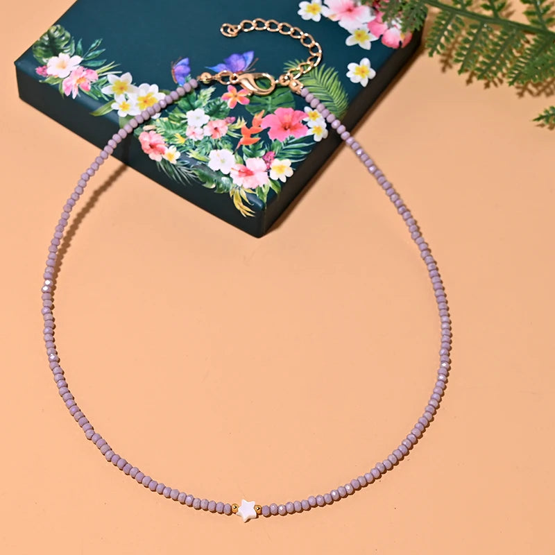 Shell Star Crystal Choker Necklace | Trendy Summer Jewelry for Women additional angle