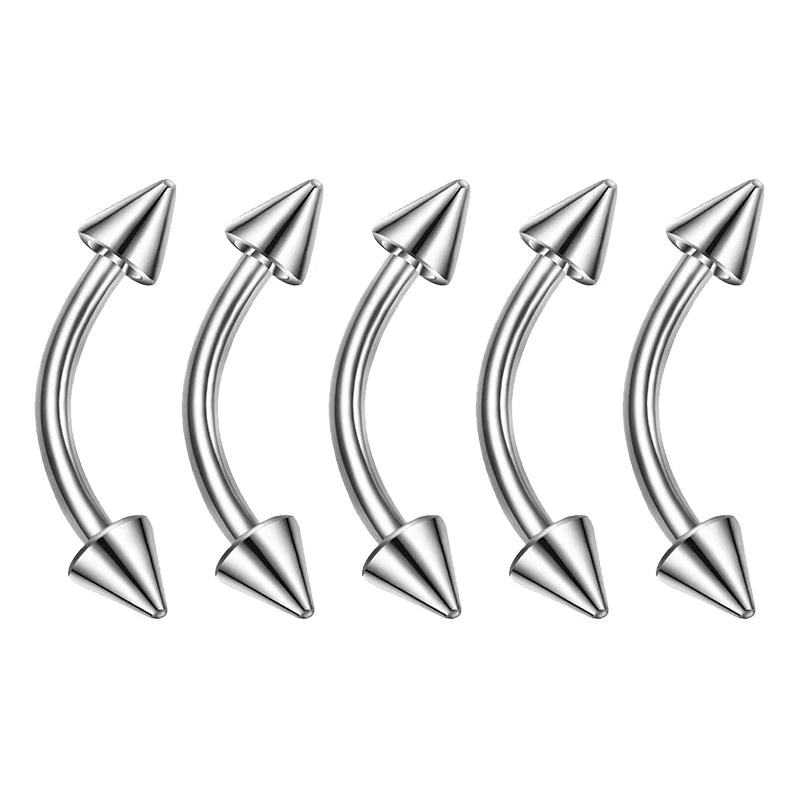 1/5Pcs Eyebrow Lip Piercing Banana Shape Lip Ring Stainless Steel Curved Barbell Stud alternate view