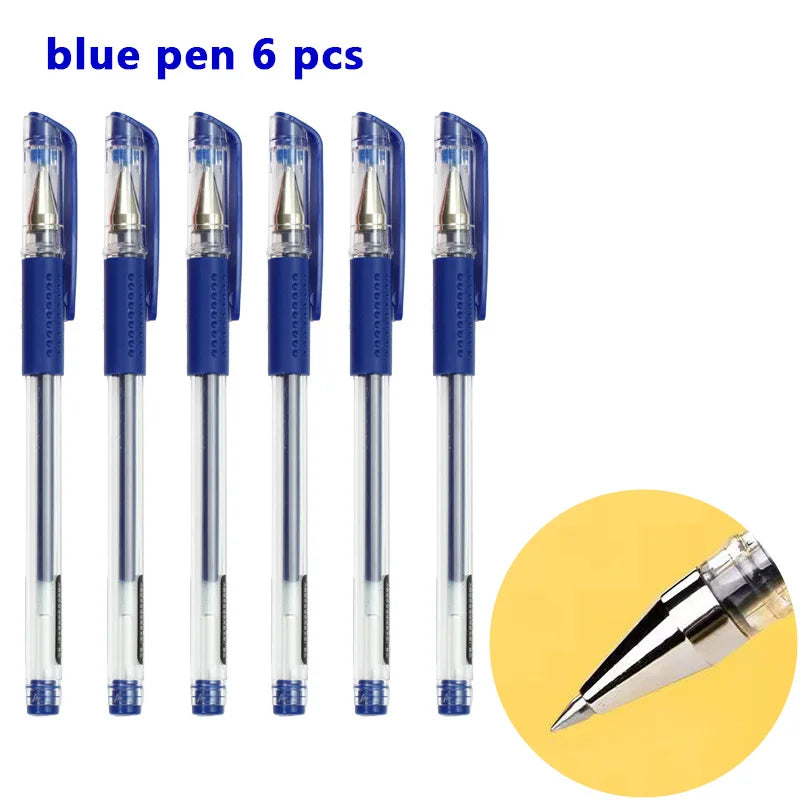 Pens Set Black Blue Red Refill Gel Pen Bullet Tip 0.5mm School close-up view