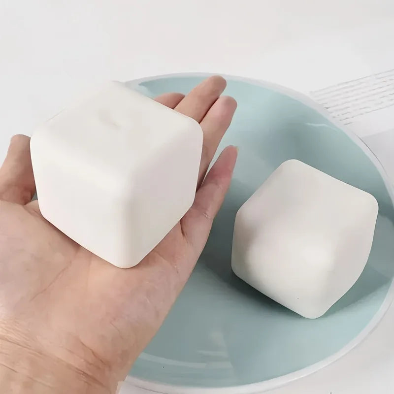 Squishy Milk White Tofu Toy | Cute Square Sensory Stress Relief Fidget lifestyle view