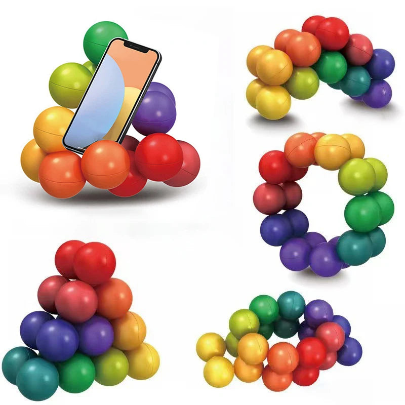 3D Rotating Sensory Fidget Toy | Stress Relief & Educational Color Ball Game close-up view