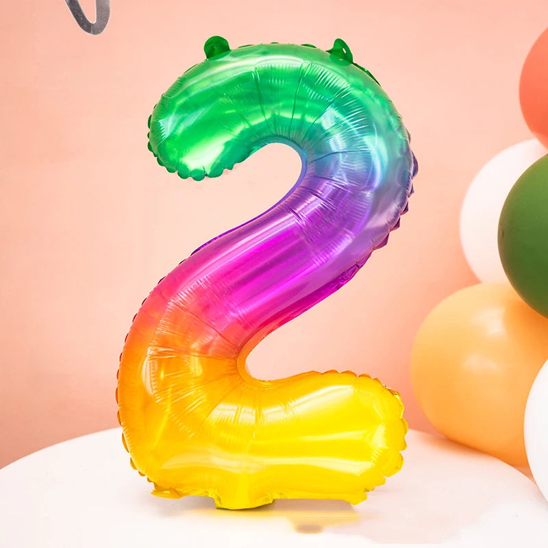 Rainbow Jelly Number Balloon 16 Inch | Birthday Party Decoration close-up view