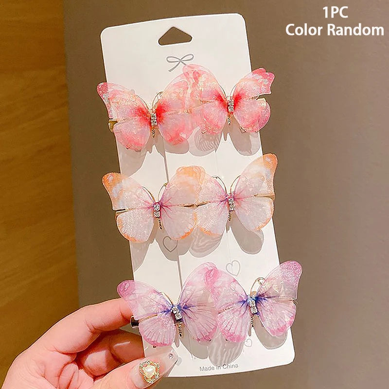 Random Colorful Butterfly Hairpins Girl Hair Clips Barrettes Women Sweet Hair Ornament Rainbow Headwear Fashion Hair Accessories