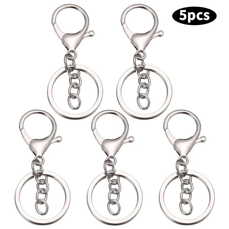 Silver Plated Metal Blank Keyring Keychain Charms Split Ring Keyfob Key Holder Link R alternate view