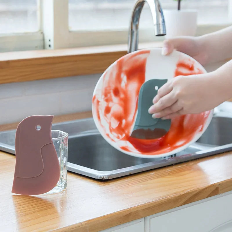 Household Kitchen Multifunctional Soft Scraper Dirt and Grease Cleaning Tool Silicone close-up view