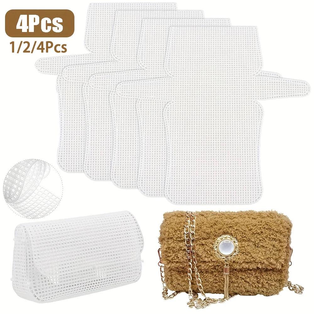 1-4Pcs Plastic Mesh Canvas Sheets Clear Plastic Mesh Sheets Blank Needlepoint Canvas Embroidery Tool