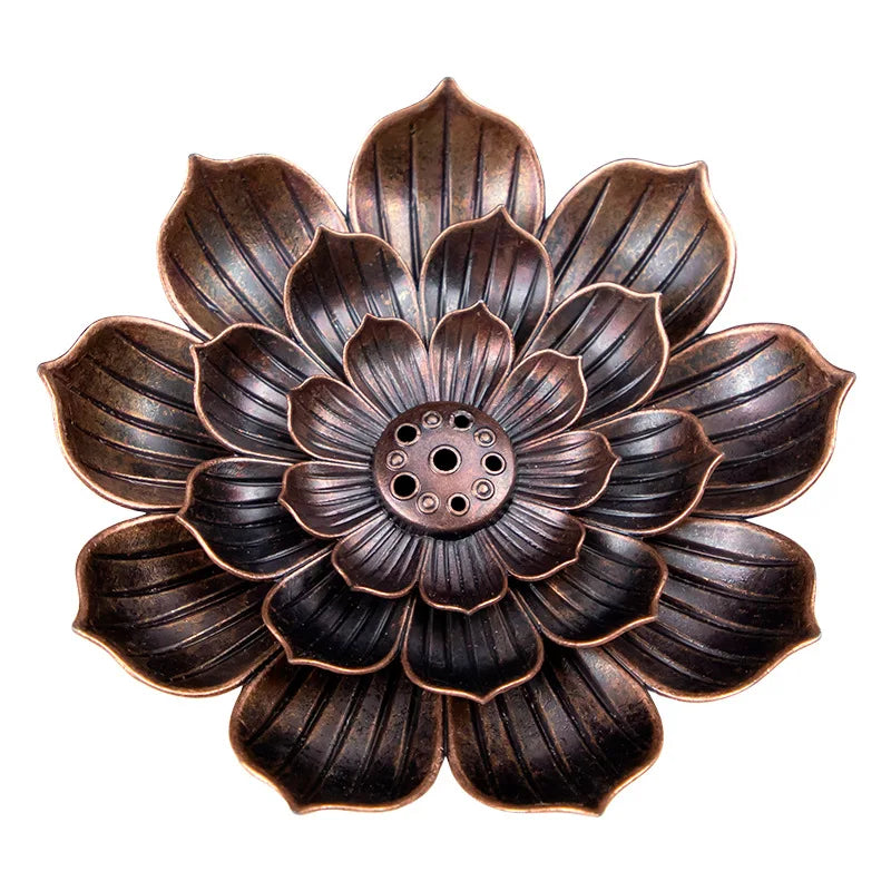 Alloy Incense Burner Stick Holder | Lotus Design Incense Plate for Temples and Yoga S lifestyle view