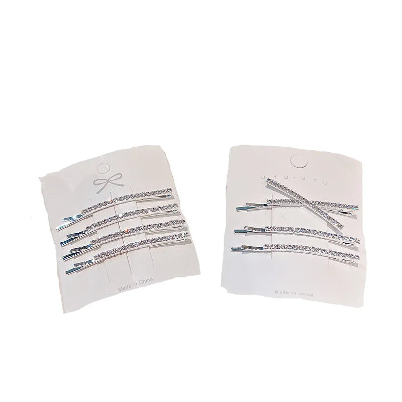 3pcs Shiny Hairpins Fine Rhinestone Particles Gold Color Thin Hairpins Woman's Hair Accessories