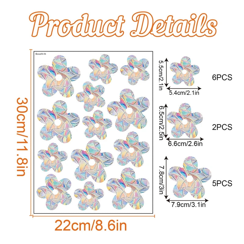 Rainbow Suncatcher Window Stickers | PVC Cat Butterfly Prism Glass Decal close-up view