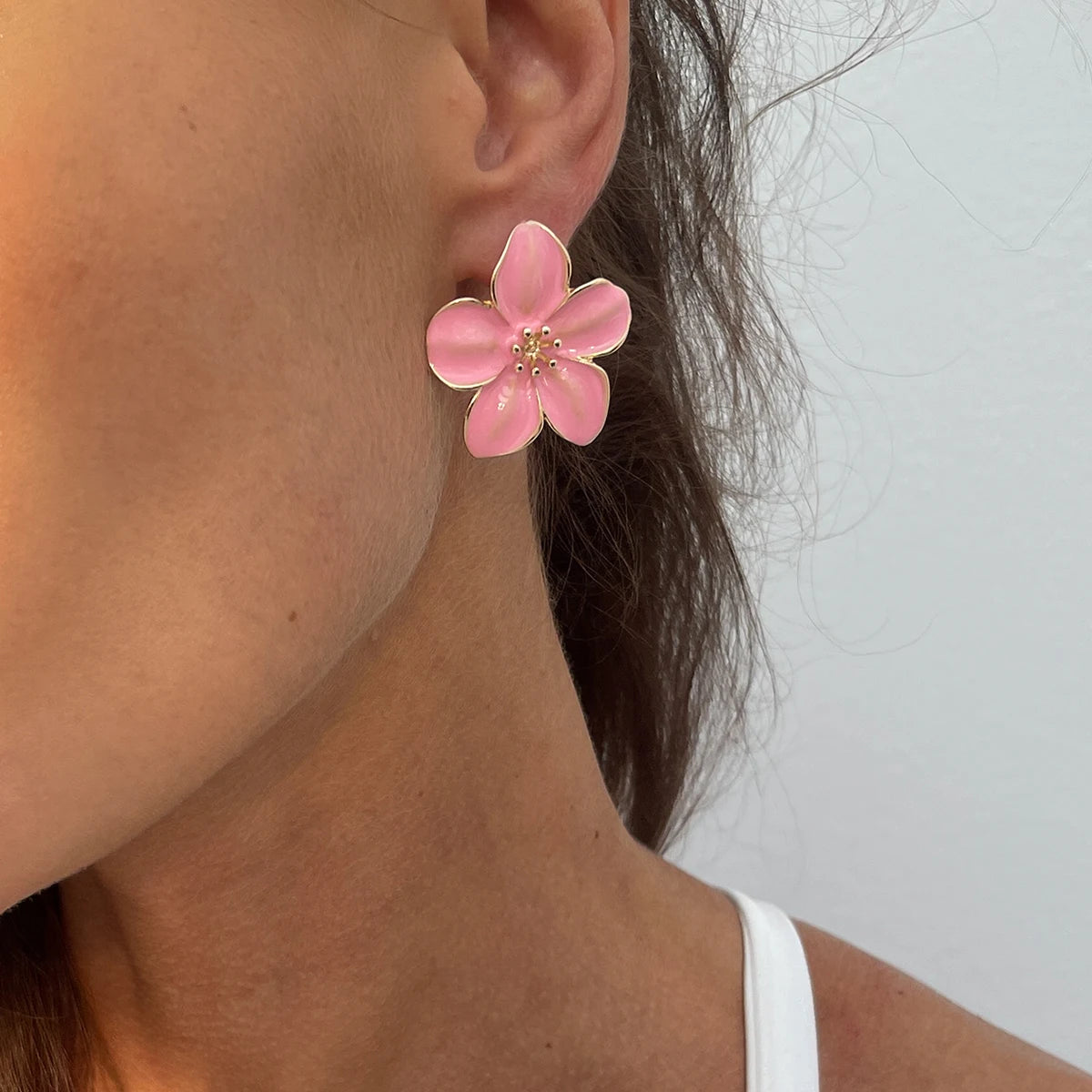 Drip Oil Flower Stud Earrings Women Vintage Colorful