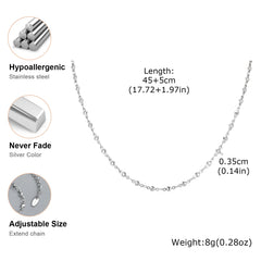 Vnox Minimalist Heart Link Chain Necklace Trendy Stainless Steel Stacked Clavicle Chain detail view