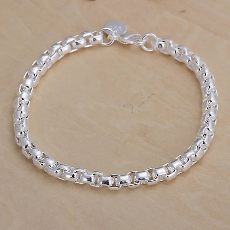 Fine 925 Sterling Silver Noble Nice Chain Solid Bracelet for Women Men Charms Party G lifestyle view